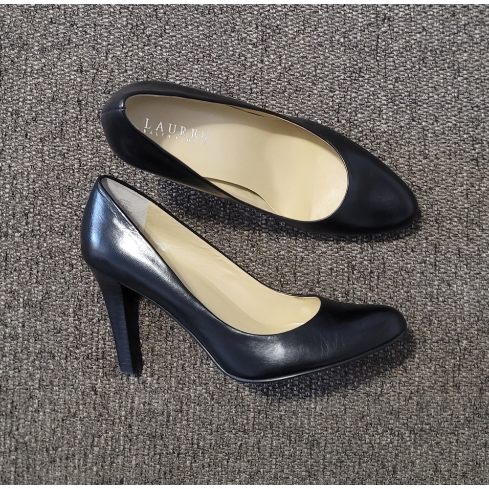 Lauren Ralph Lauren Women's Zamora Black Kidskin Slip On Pump Heels Size 8.5B - Picture 2 of 10